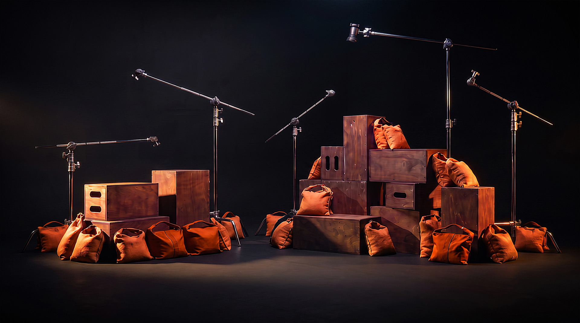 Apple boxes, production boxes and sandbags available at Studio du Château for video, commercial, corporate and digital productions.