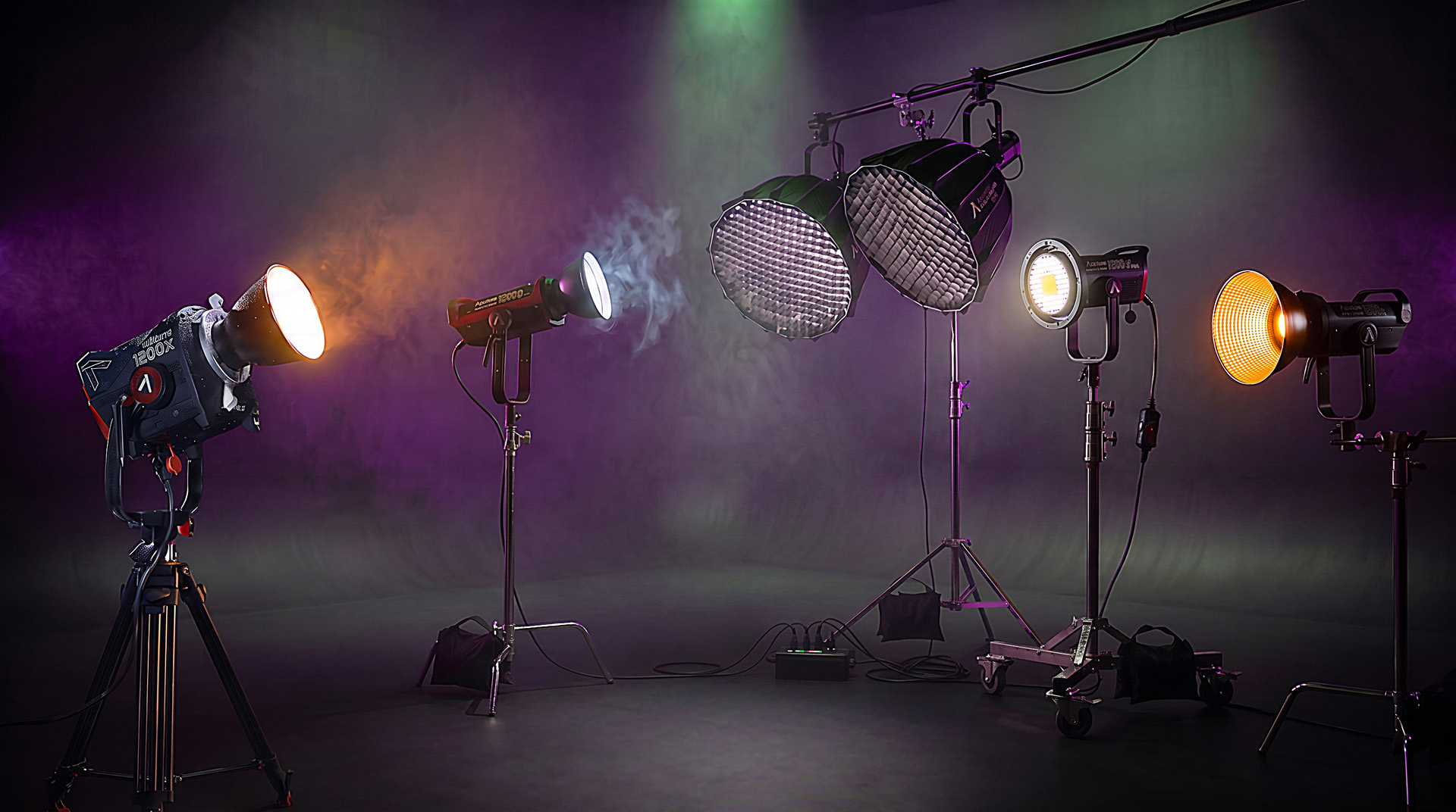 Aputure lighting systems available at Studio du Château in Montreal for video shoots, commercials, corporate productions, web content and digital projects.